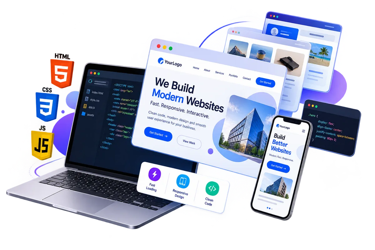 Custom HTML, CSS and JavaScript website development